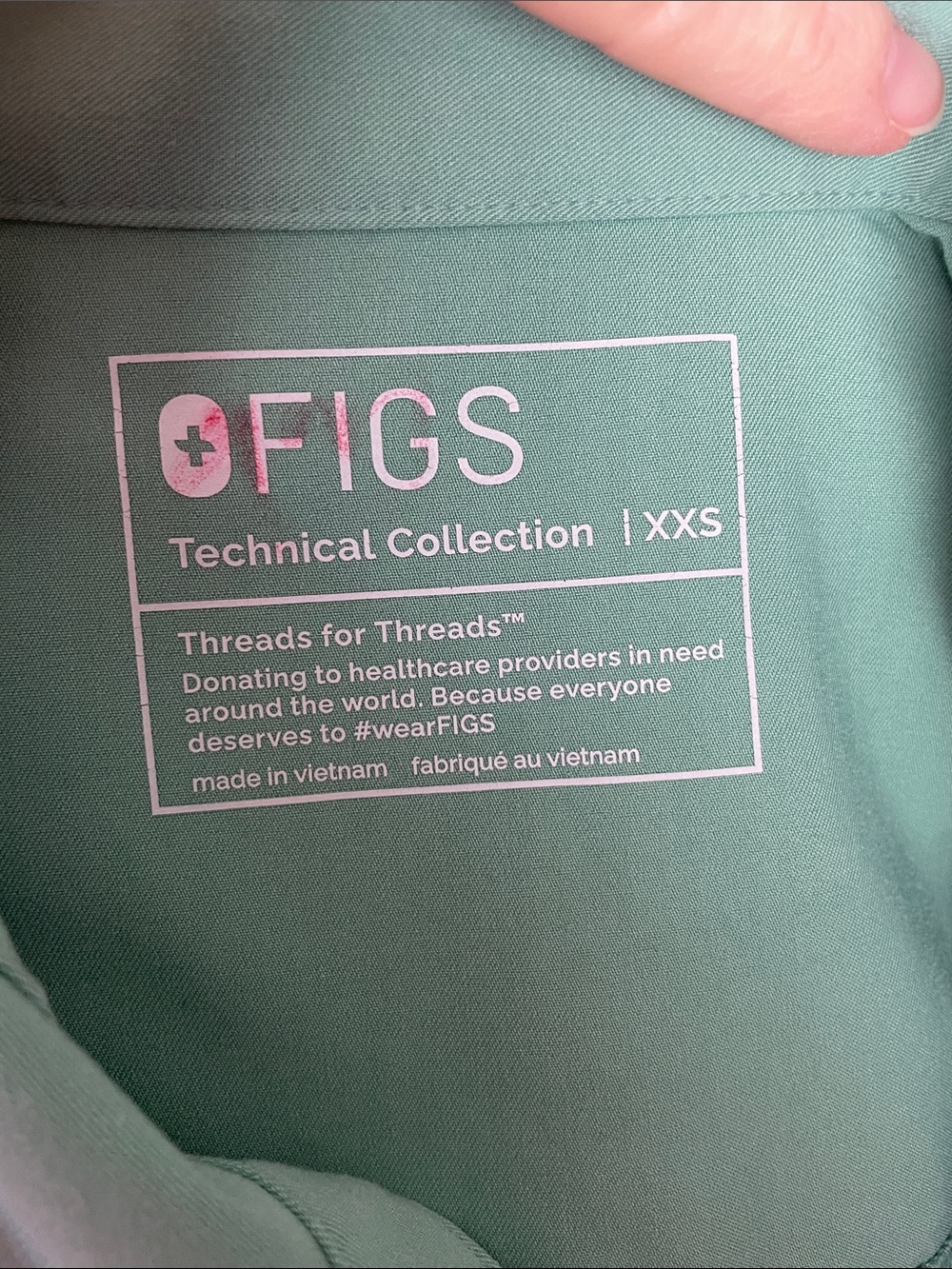 Figs Sage Green Scrub Set/Jogger Pants with Bright Orange Drawstring - Size XXS - Picture 13 of 14